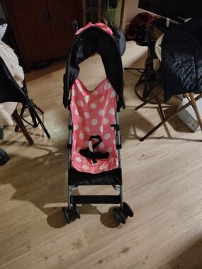 Disney Pink and Black Polka Dot Umbrella Stroller